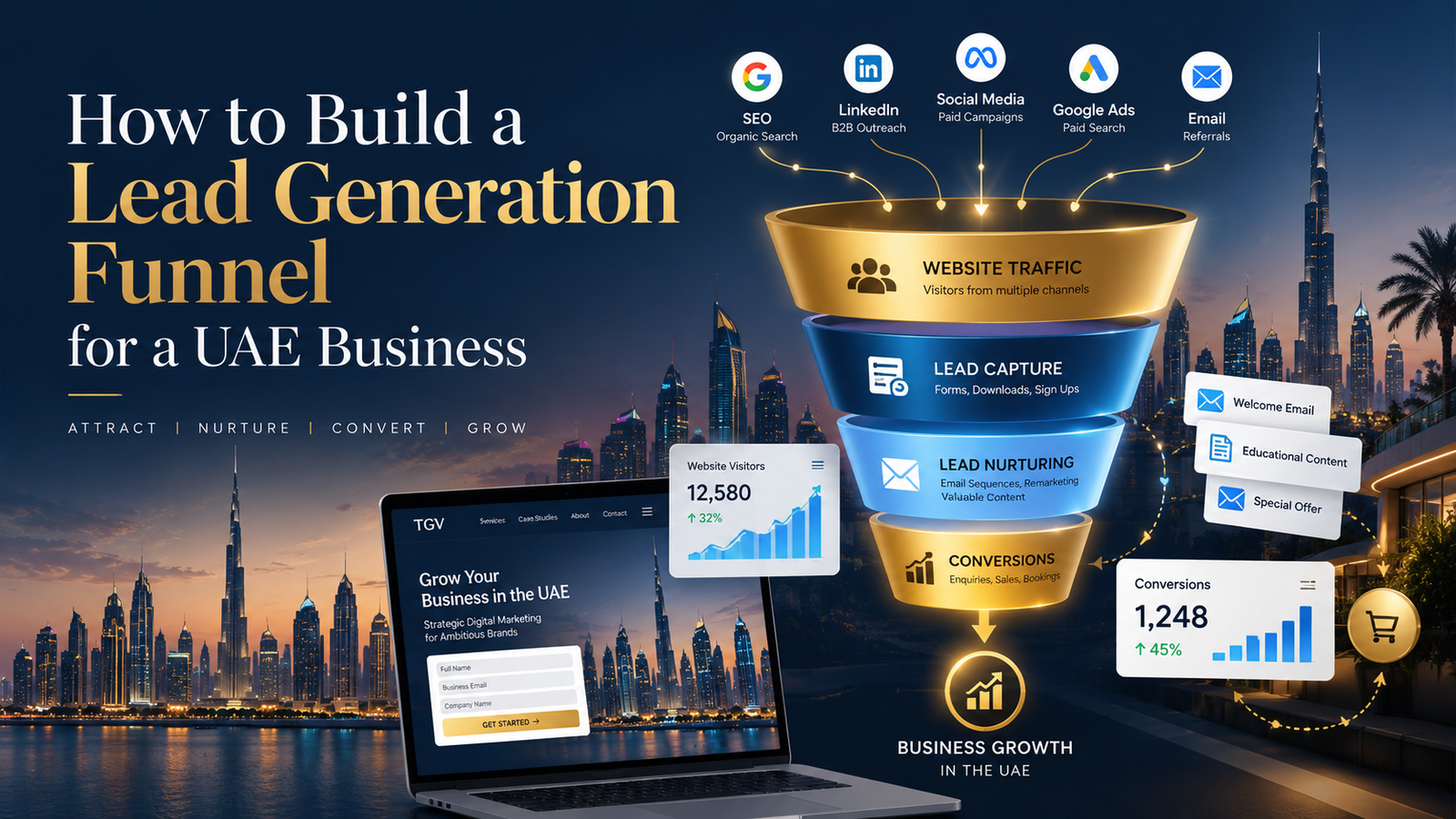 Lead generation funnel UAE for attracting, nurturing and converting business leads